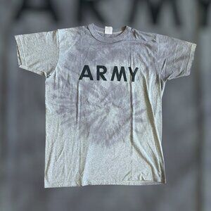 2010's XL Army Military gray t shirt black tie dye custom upcycled united states
